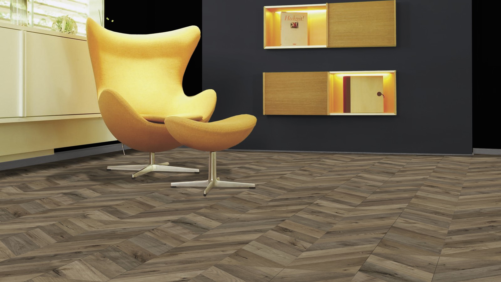 Ламинат Kaindl Natural Touch Широкая доска елочка Дуб Ашфорд К4379 RH 1383×244×8 фото в интерьере Ламинат Kaindl Natural Touch Широкая доска елочка Дуб Ашфорд К4379 RH 1383×244×8 фото в интерьере